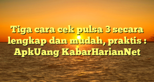 Tiga cara cek pulsa 3 secara lengkap dan mudah, praktis : ApkUang KabarHarianNet